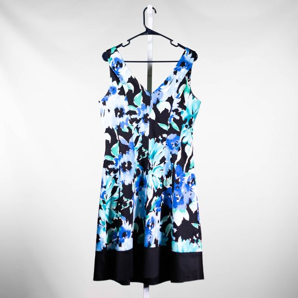 Chaps Ralph Lauren Women Dress Floral V-Neck Stretch Spring Cocktail Colorful 12 - Picture 2 of 8